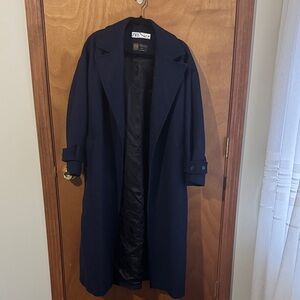 Zara Dark Blue Women's Wool Trench Coat